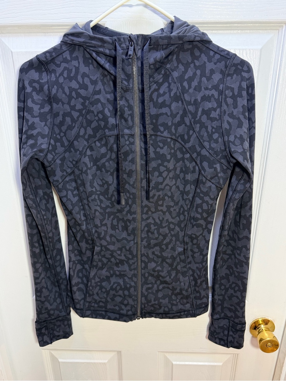 lululemon athletica Black Animal-Print Hooded Zip Jacket